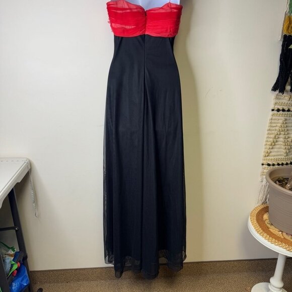 Vintage Y2K 90s Babydoll Pink Rose and Black Fairy Prom Gown Dress Size 8 - Picture 9 of 14